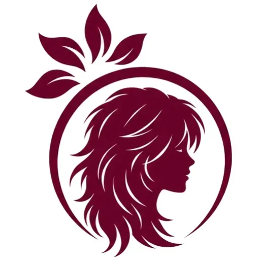 Modern WolfCut.us logo featuring a stylish wolf cut hairstyle silhouette inside a circular frame with leaf accents.