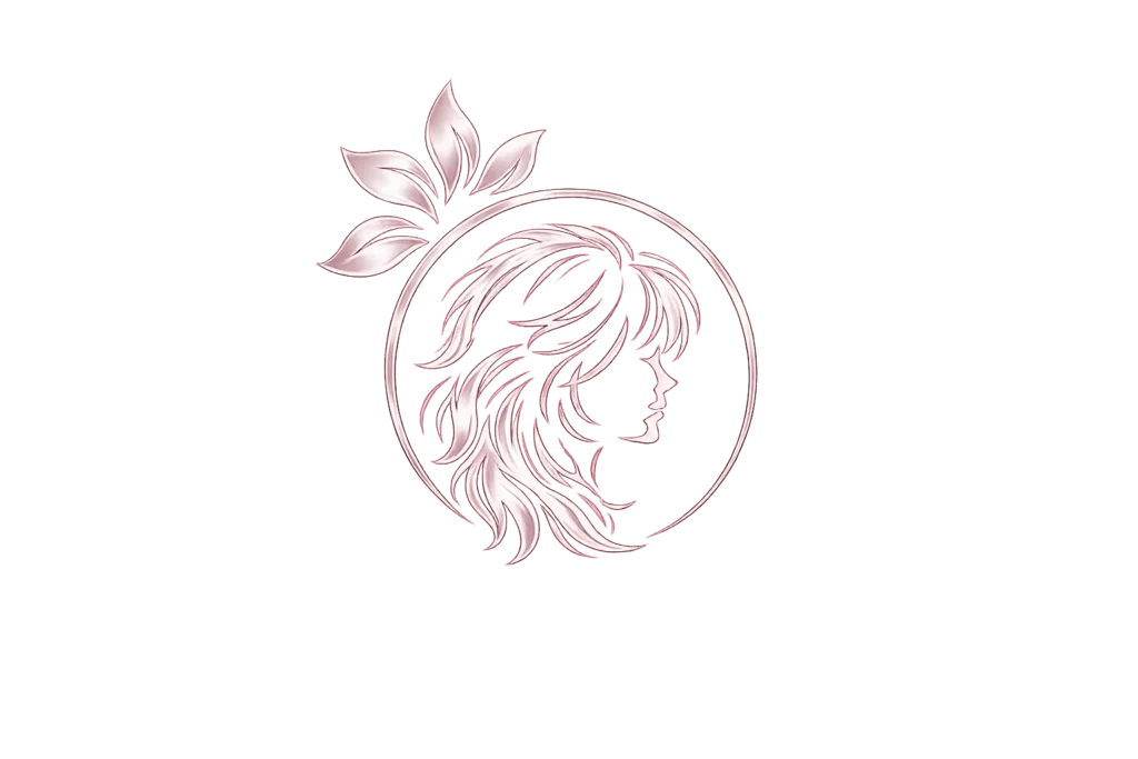 Modern WolfCut.us logo featuring a stylish wolf cut hairstyle silhouette inside a circular frame with leaf accents.